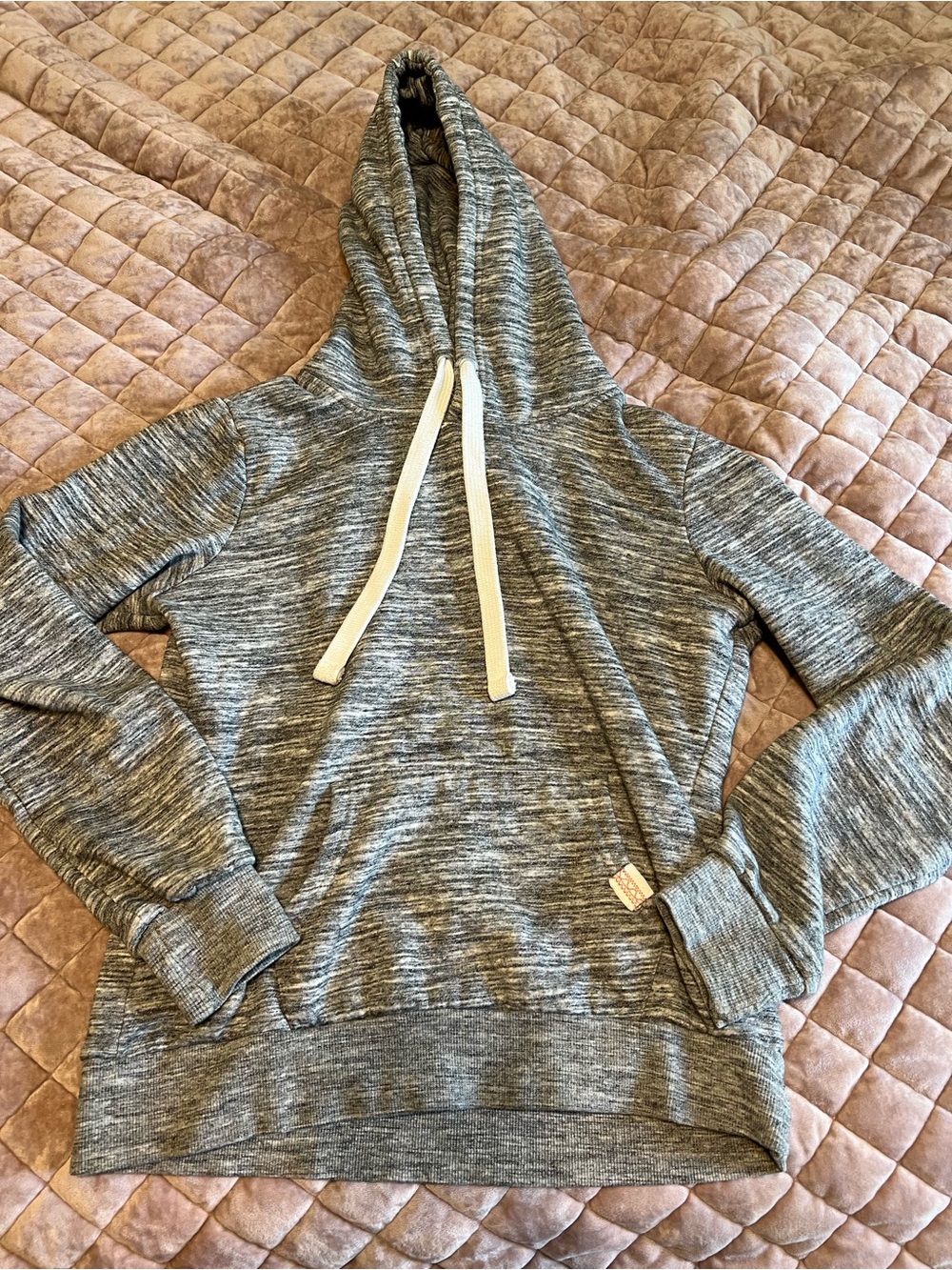 Reflex Gray Marled Hoodie with White Drawstrings